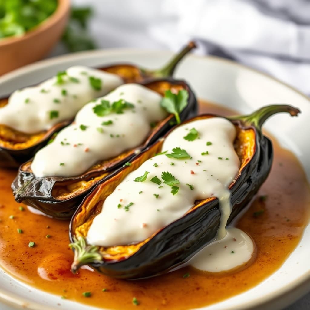 Eggplant med kulturmelksaus