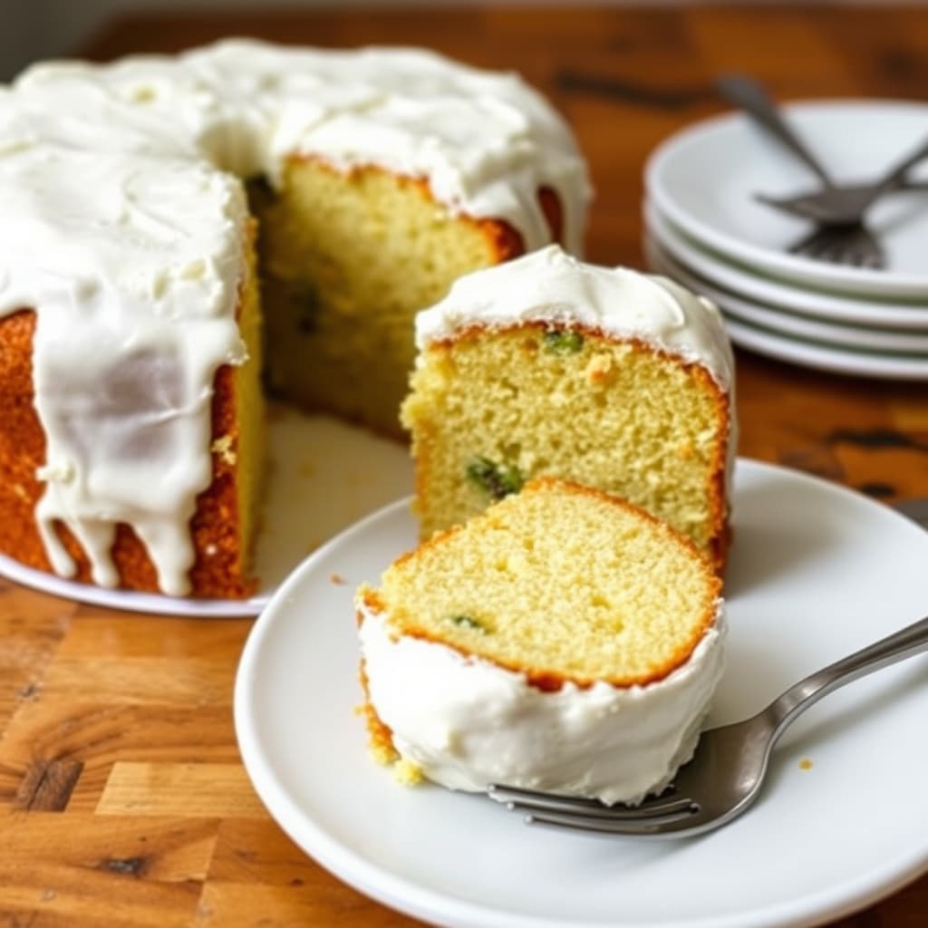 Emerald City-artisjokk-olivenoljekake med kiwifyll og pisket kremfrosting