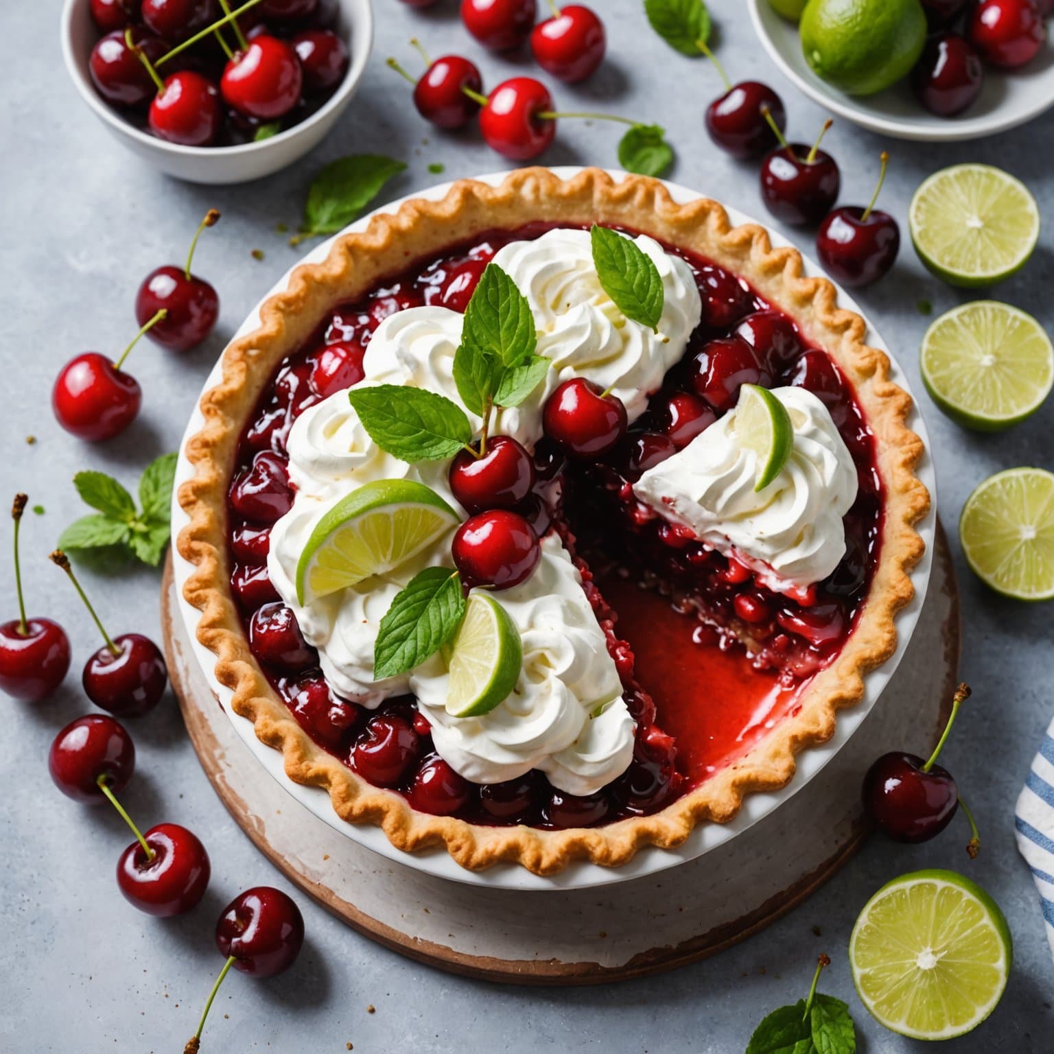 En enkel, ikke-svettende kirsebær-lime-pai