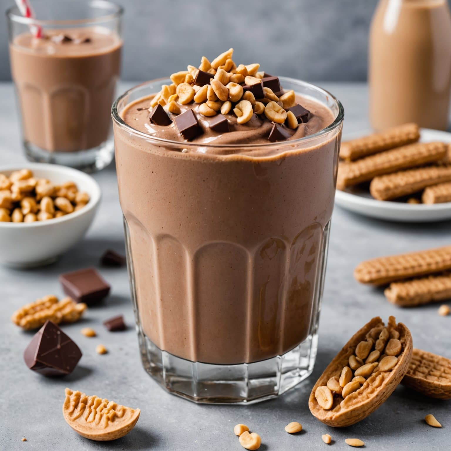 En enkel, kald sjokolade- og peanøttsmørshake