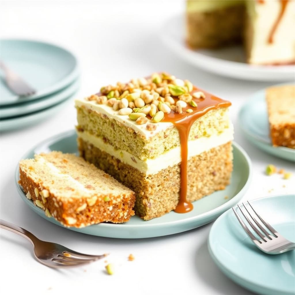En enkel pistasj- og engelsk toffee-isboks-kake