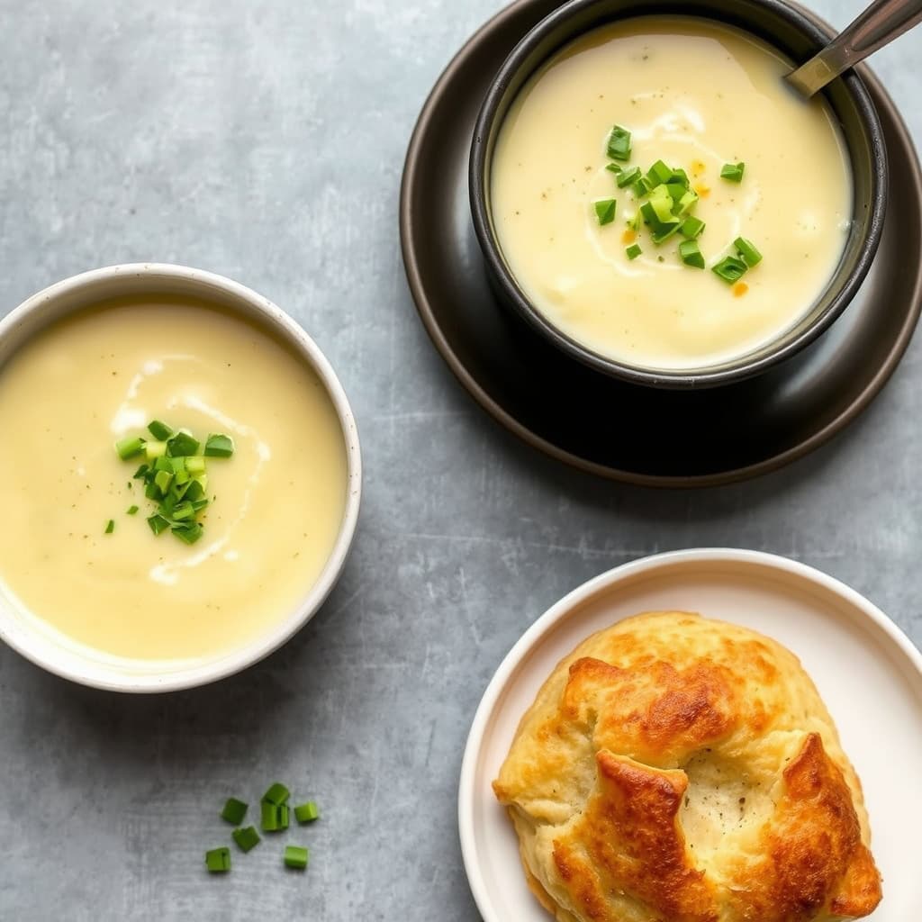 En potetsuppe med sprø potetknish