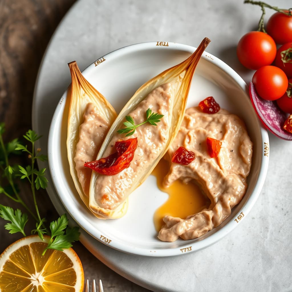Endive med soltørket tomat og appelsinpate