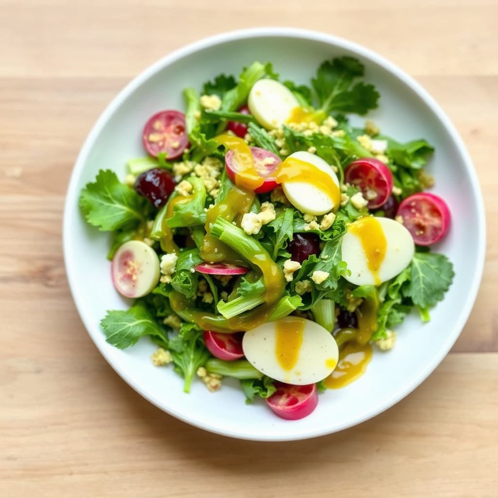 Endive- og artisjokksalat med grovkornet sennepsvinaigrette