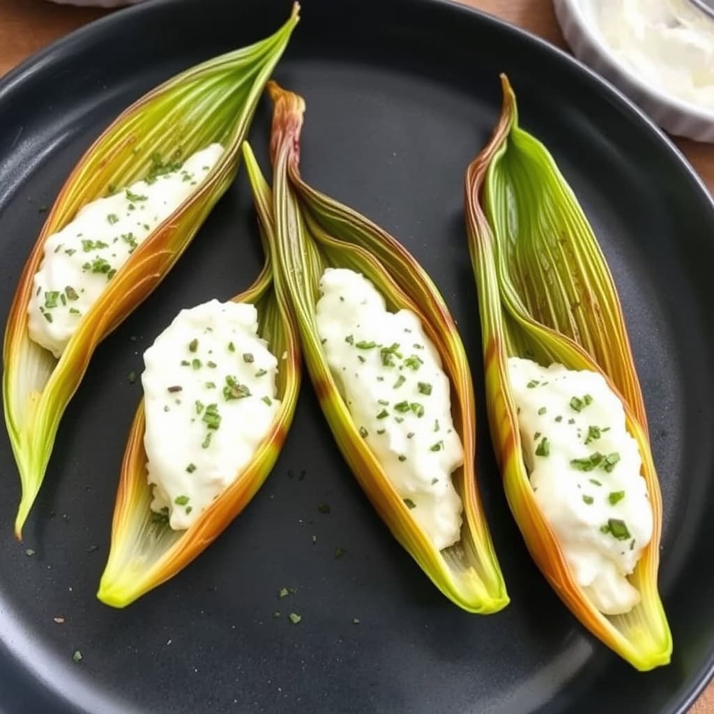 Endive-spyd fylt med urtet geitost