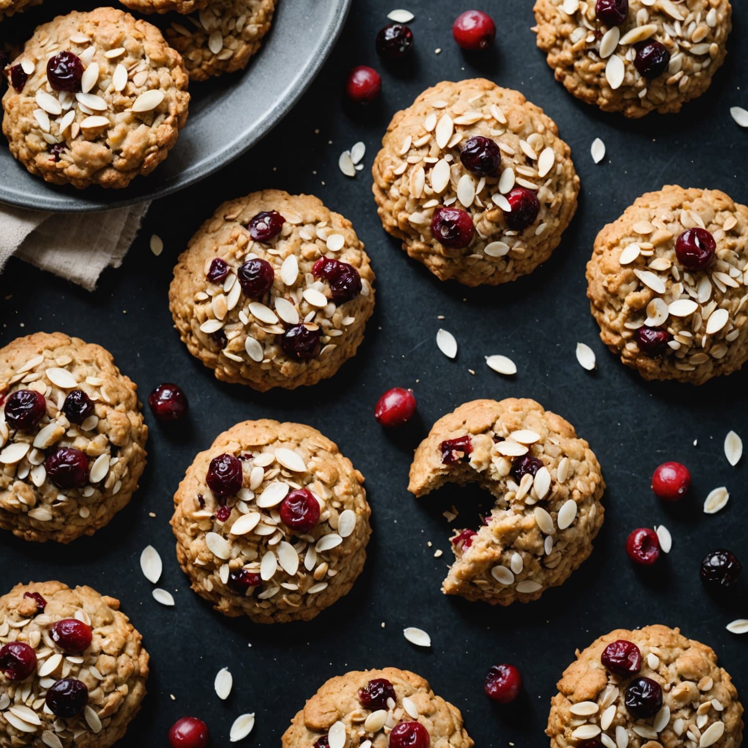 Enkle havrekjeks med tranebær og kokos