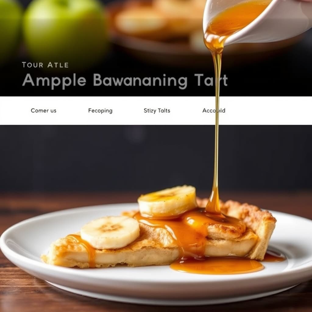 Eple- og banantærte med varm lønnesirup