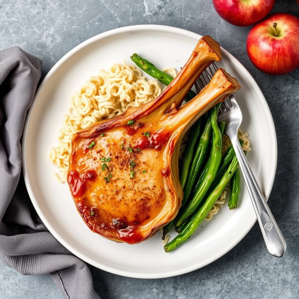 Eple- og ingefærsvinekoteletter