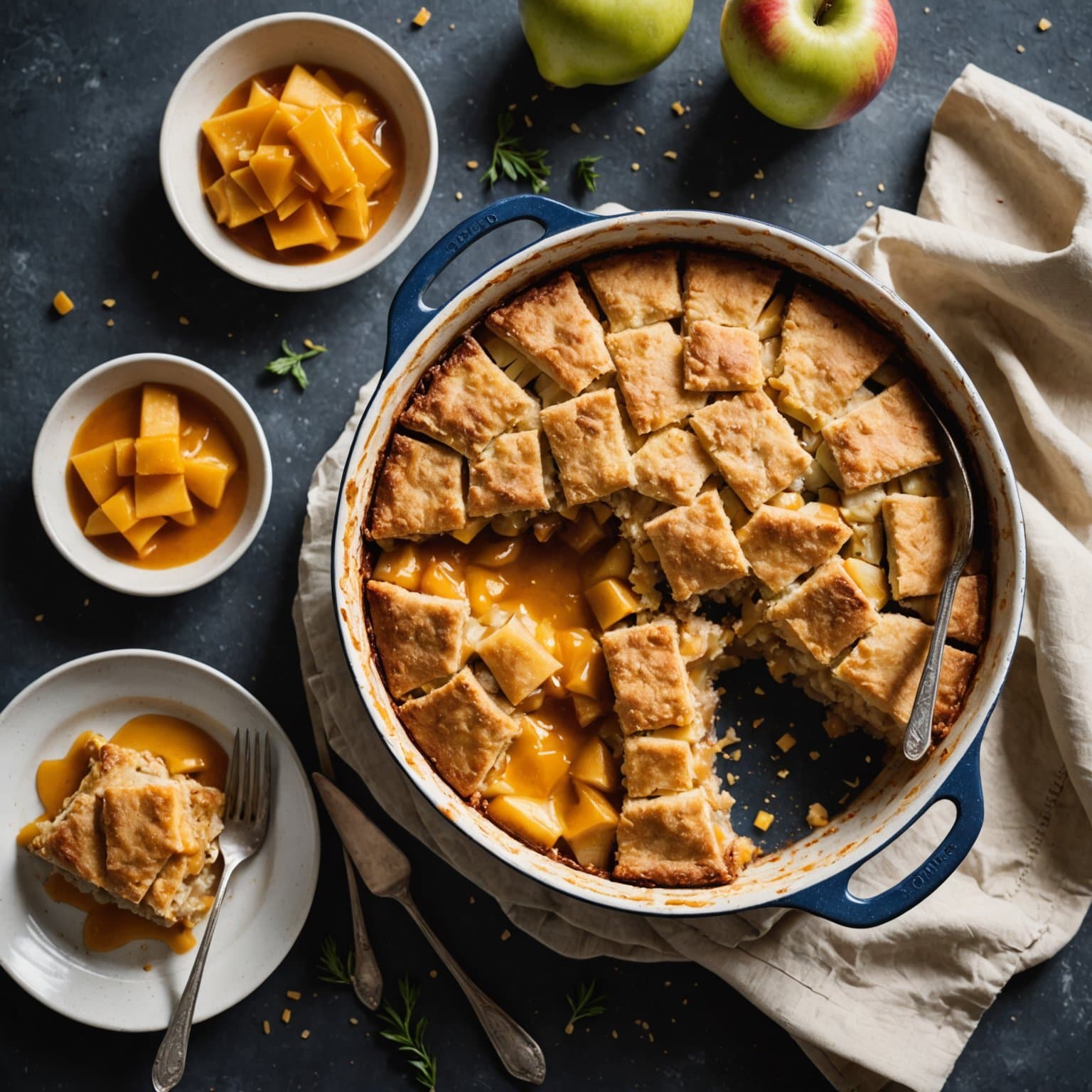 Eple- og pærecobbler med cheddar-krust