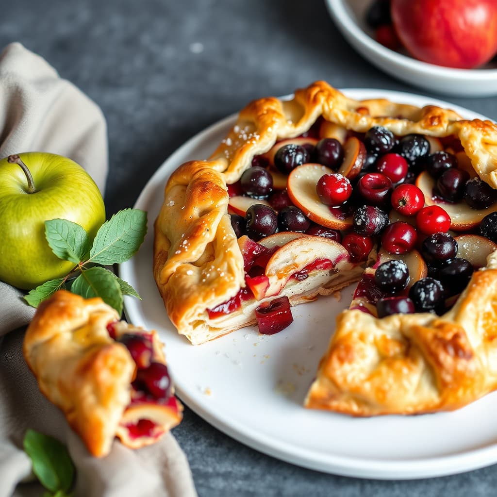 Eple- og tranebærgalette