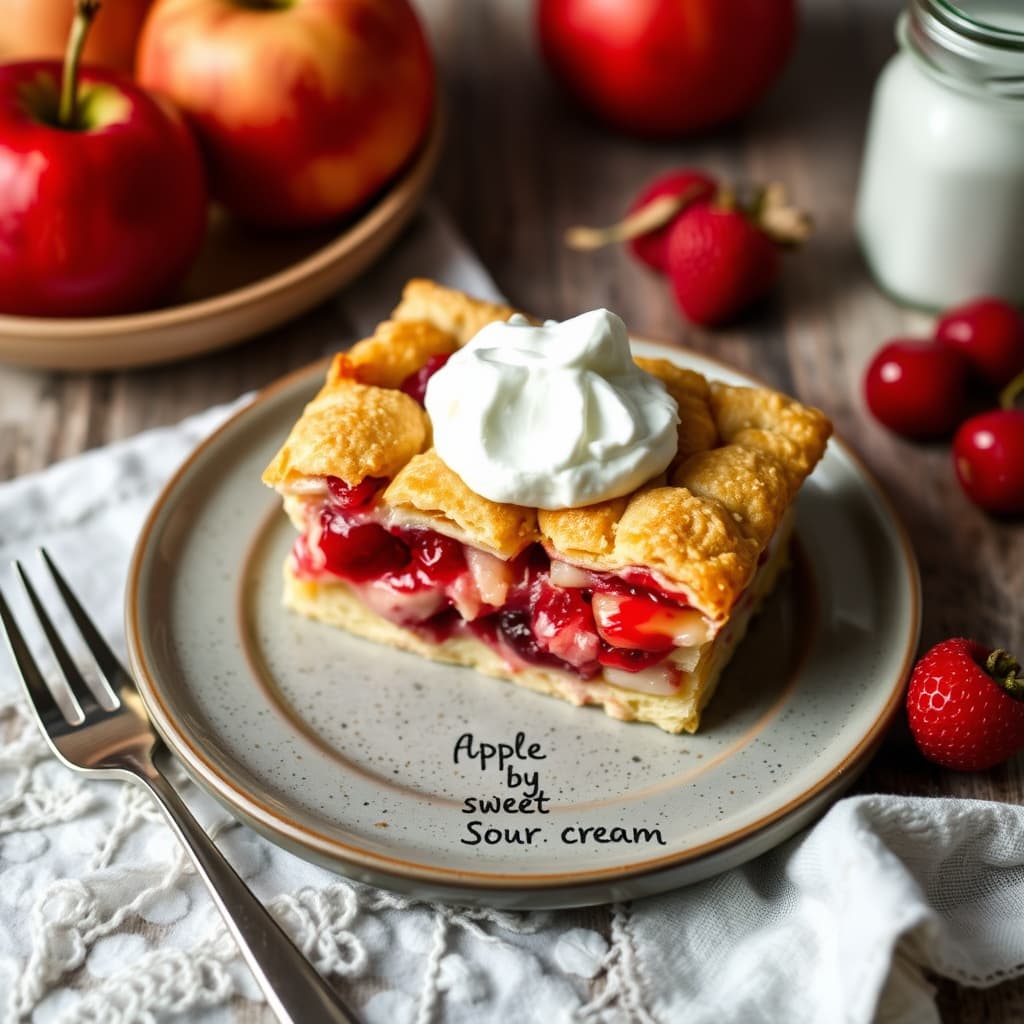 Eple- og tranebærkrem med søt sur rømme