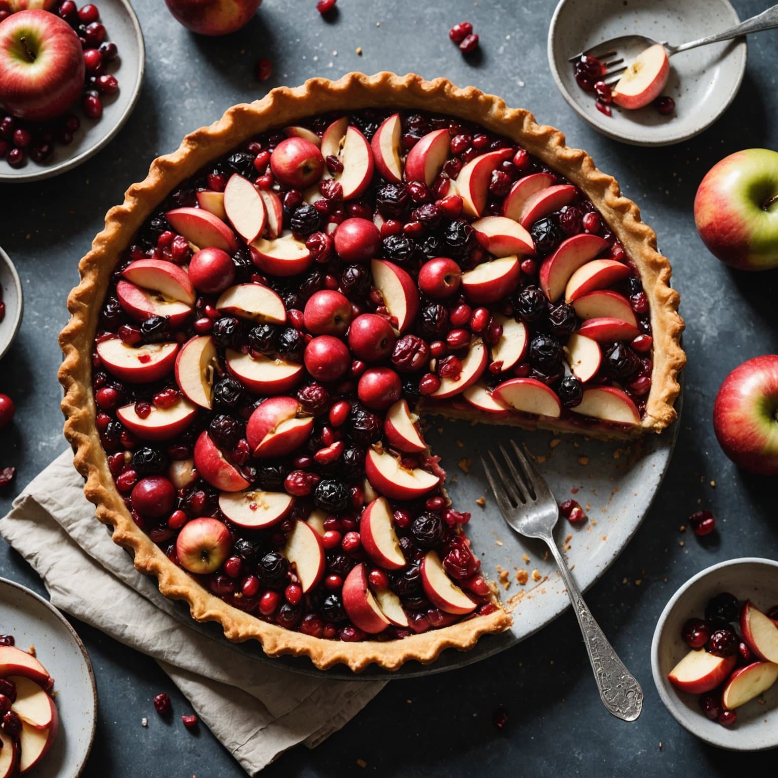 Eple- og tranebærtærte