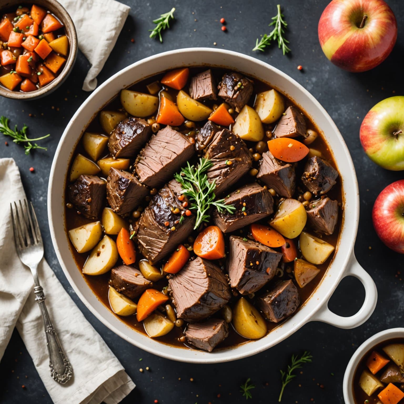 Epleciderpeppergryte med storfekjøtt (Oppskrift for trykkoker)