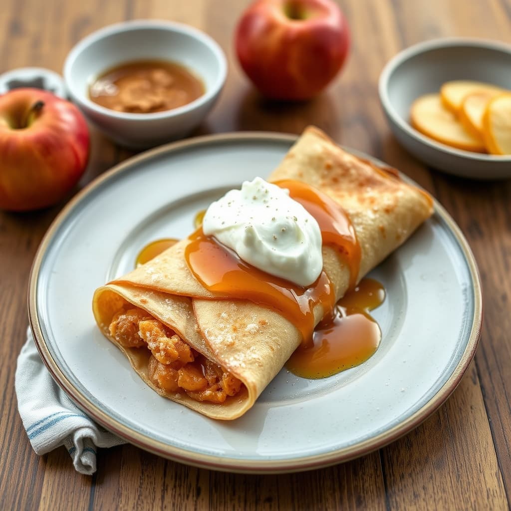Eplekremkake med fersk ricotta, appelsinsaus og brunt smør