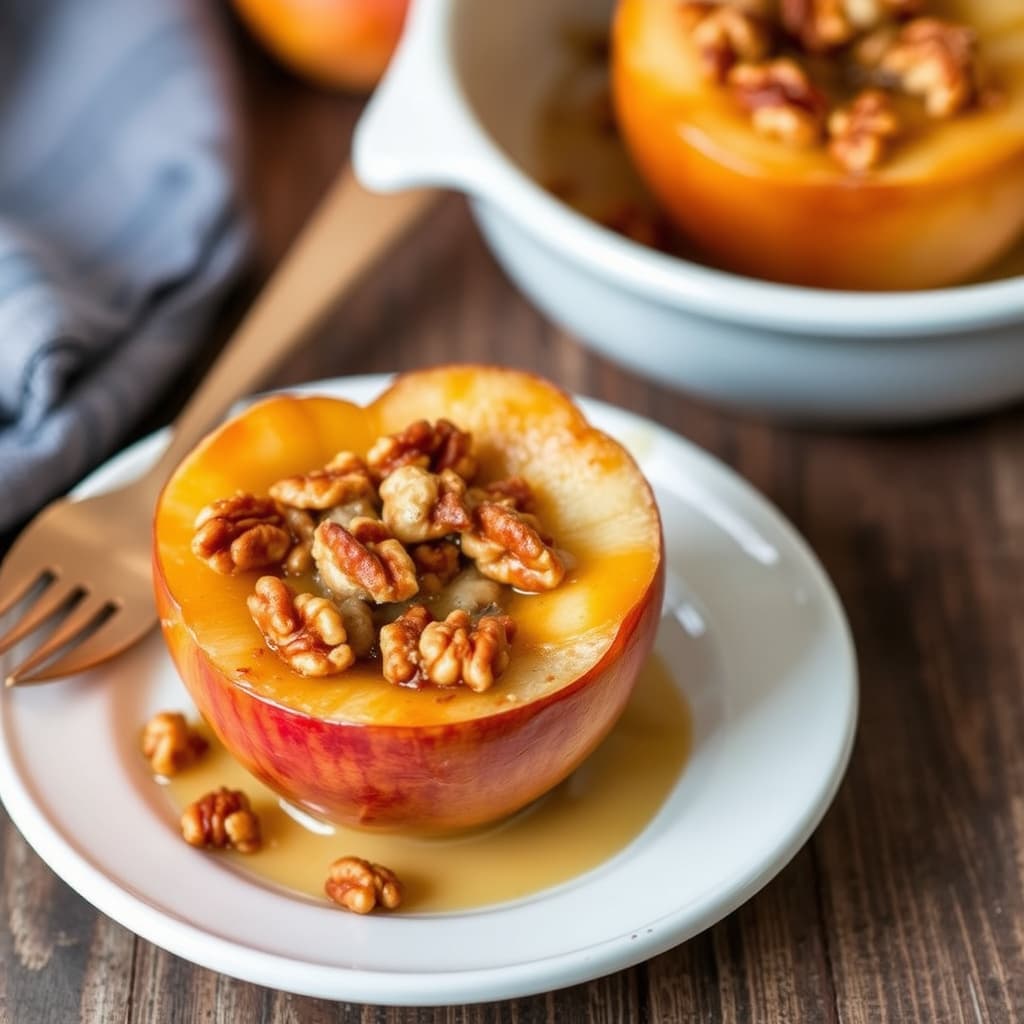 Epler bakt med lønnesirup og valnøtter