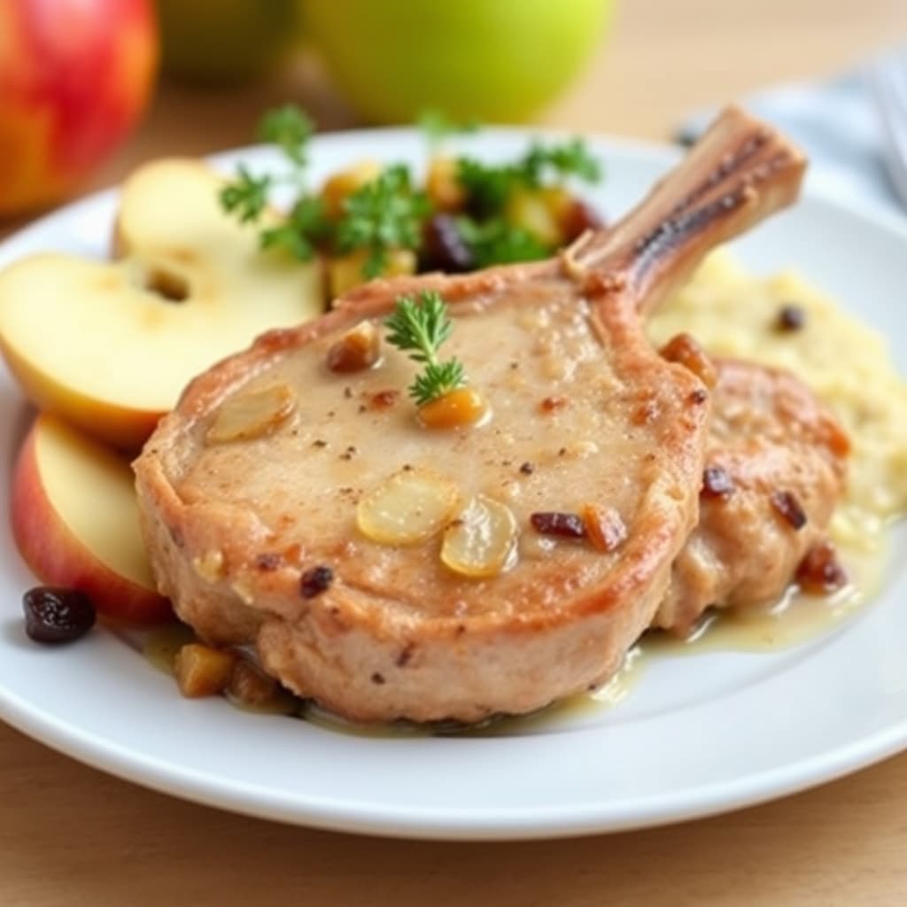 Epler og rosinenakke med svinekjøtt