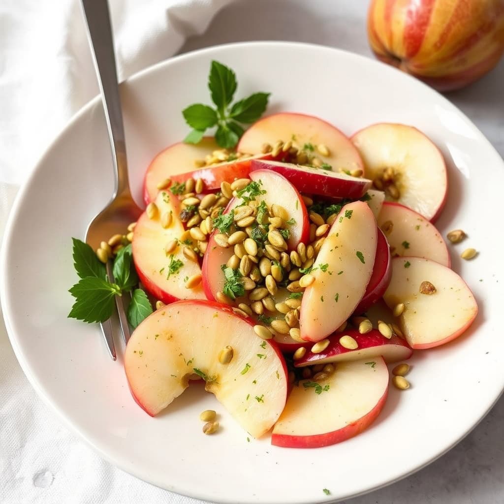 Eplesalat med ristede sennepsfrø og urter