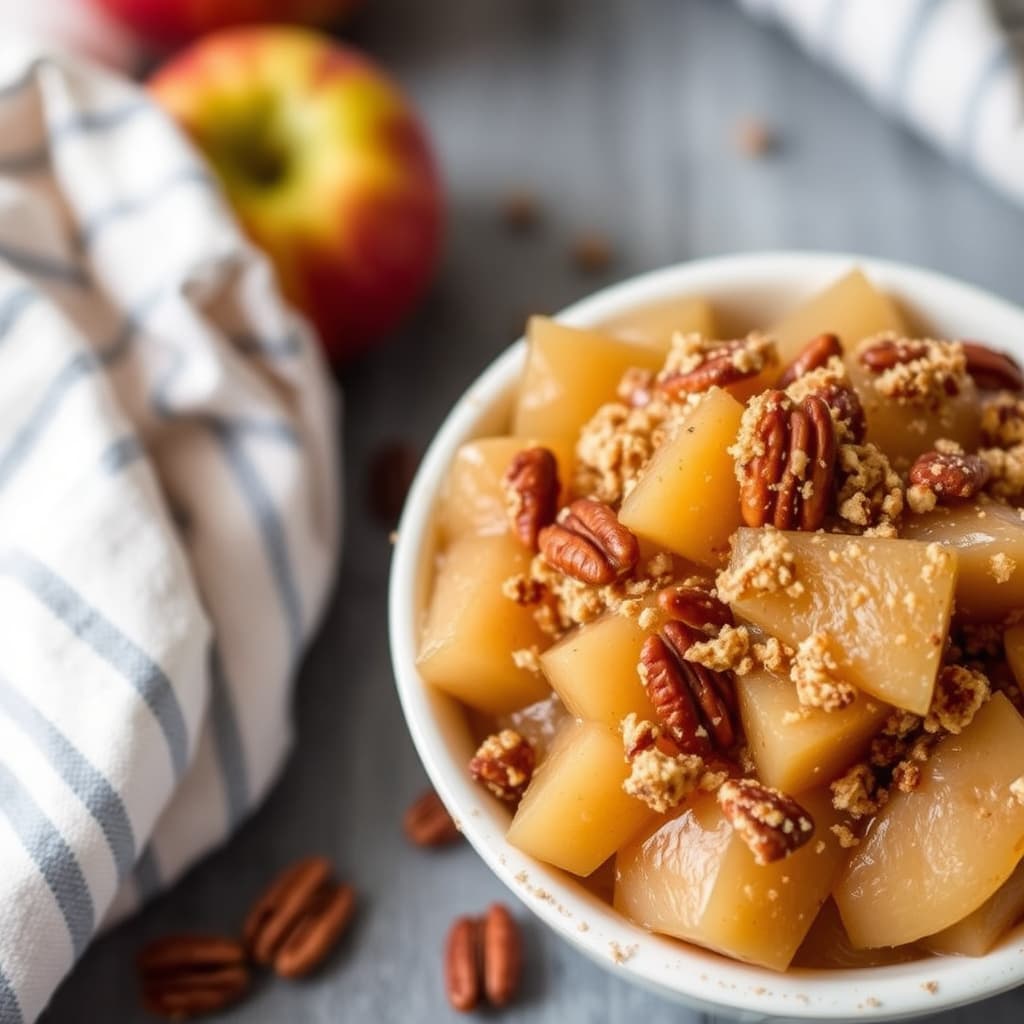 Eplesaus med smør-pekannøttkrummer