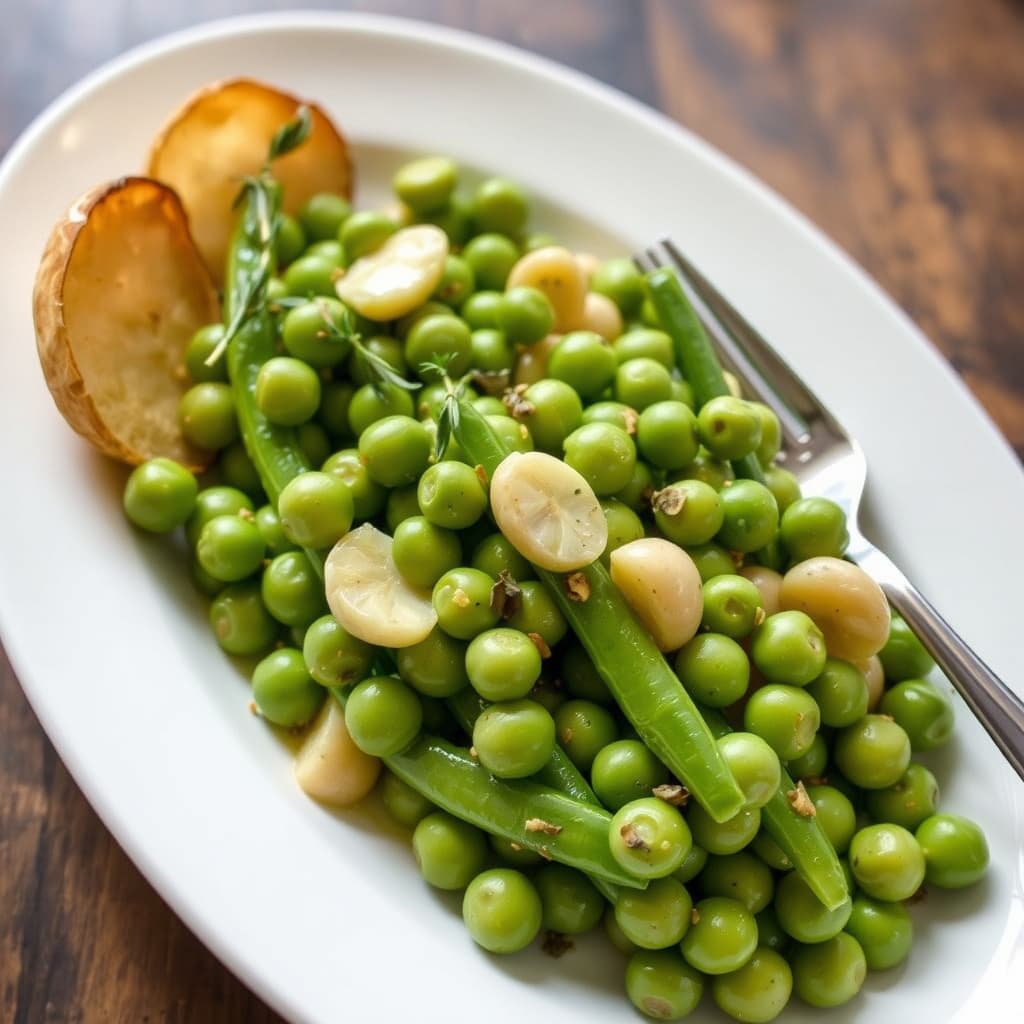 Erter med hvitløk og timian