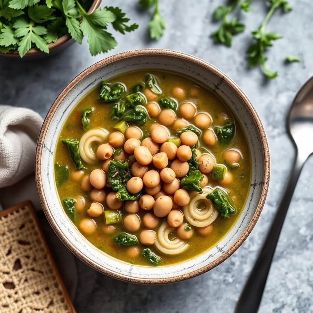 Escarolesuppe med kikerter og pasta