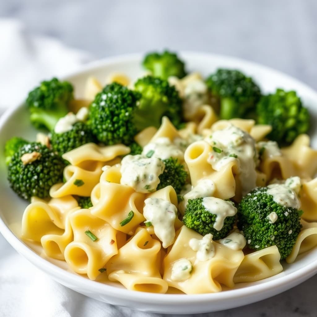 Farfalle- og broccolisalat med gorgonzoladressing