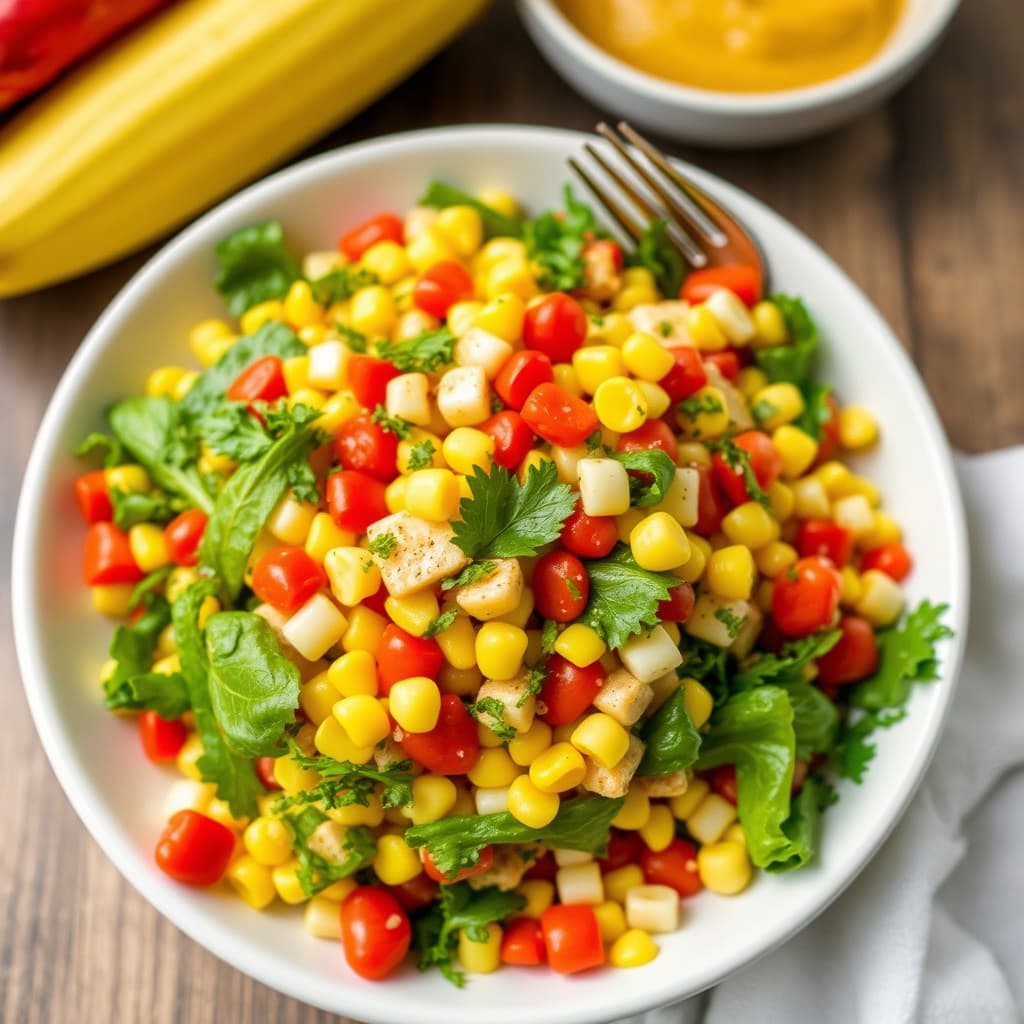Fargerik mais- og grønnsakssalat