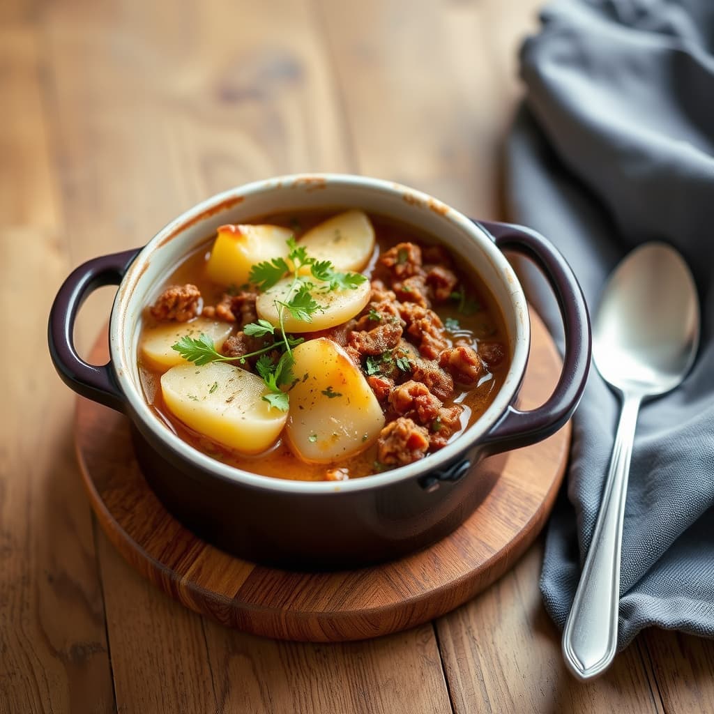 Fårskjæres og kjøttdeig med potetgryte