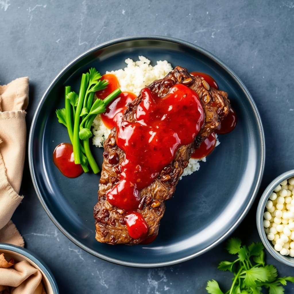 Feilaktig biff med Dixon rød chilisaus