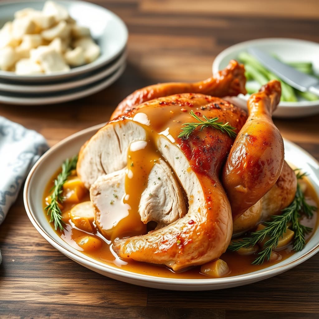 Fennikel- og sitronstekt kalkun med saus