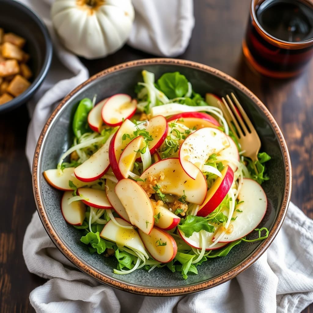 Fennikelsalat og eplesalat med sideravinaigrette