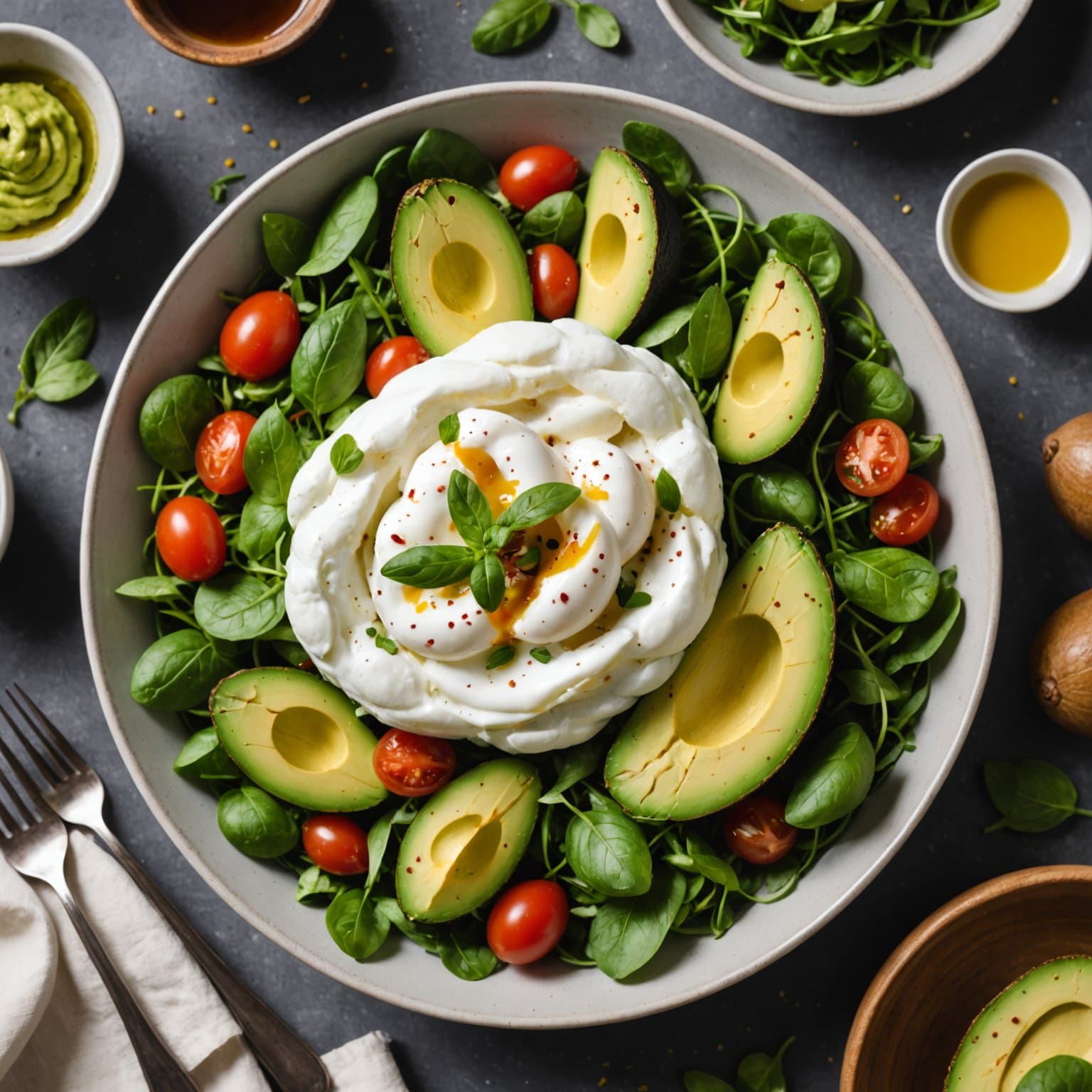 Fersk avokadoburratasalat