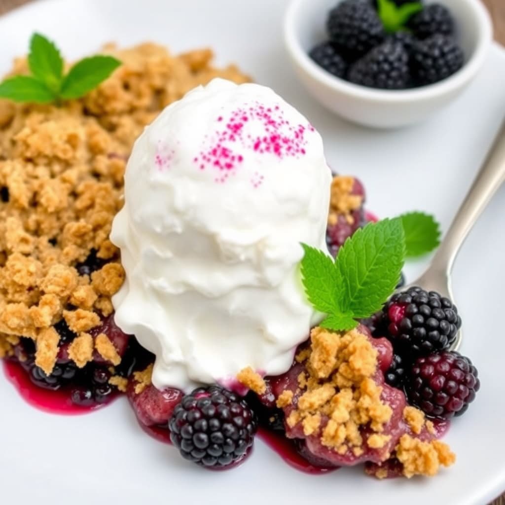 Fersk bjørnebærgrøt med sprø topping