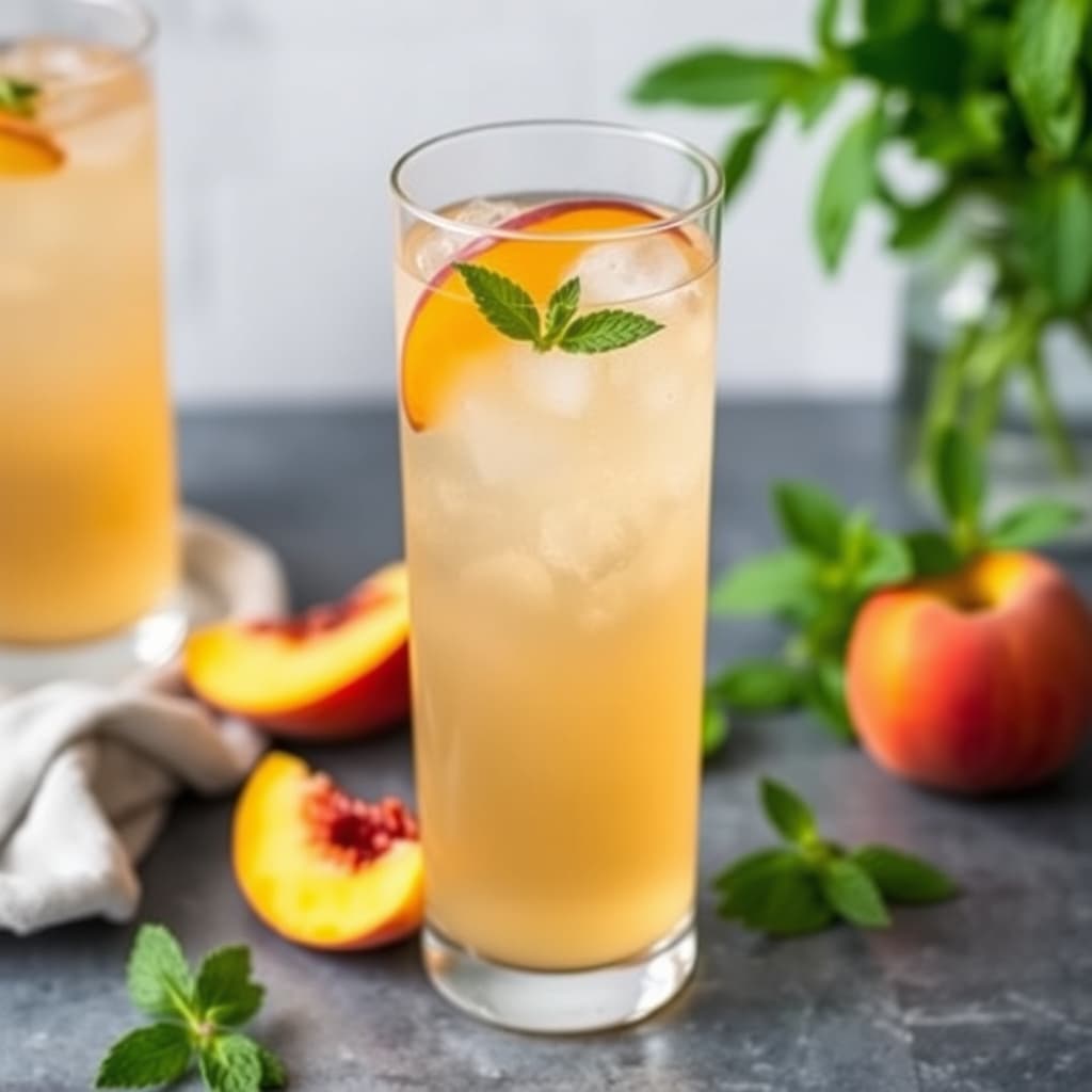 Fersk ferskenfizz med mynte