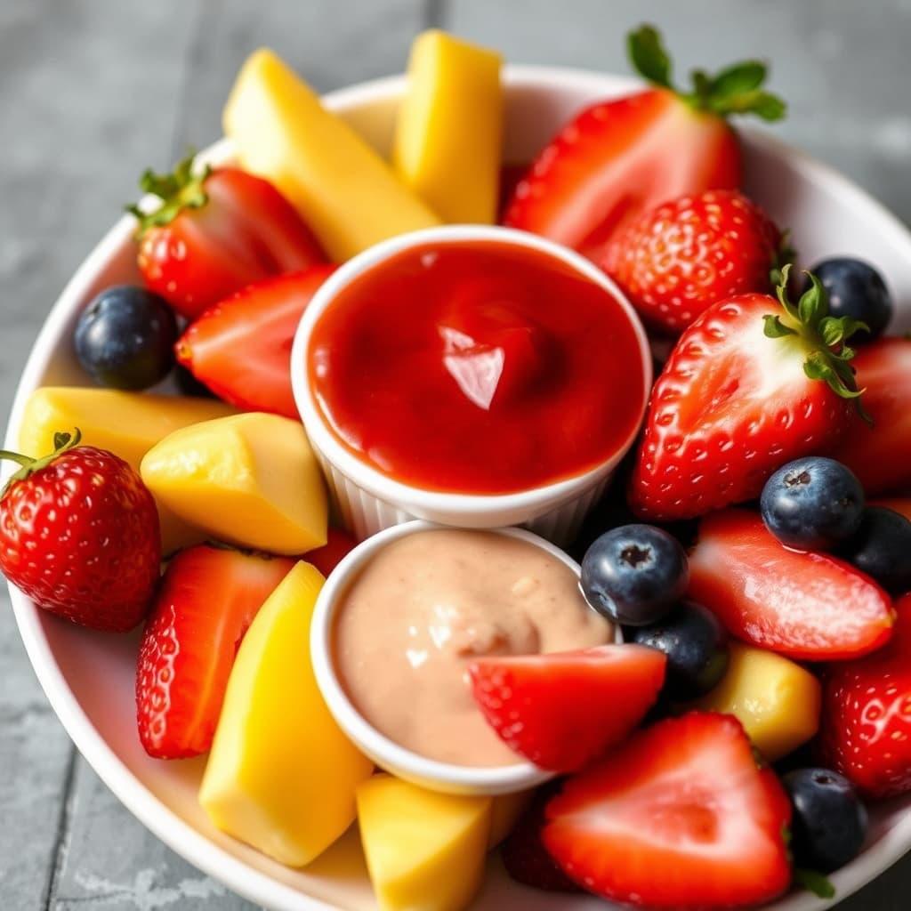 Fersk frukt med dippesaus
