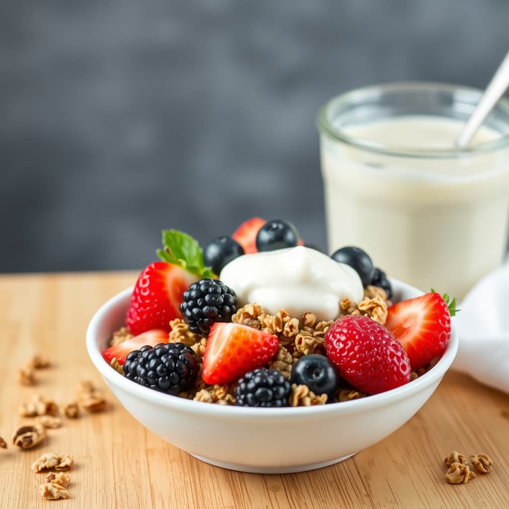 Fersk frukt og granola