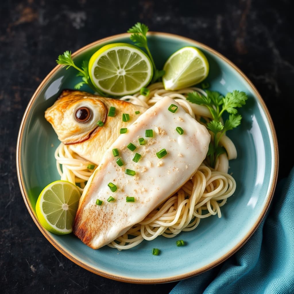 Fersk gultailfilet med lime og ingefær