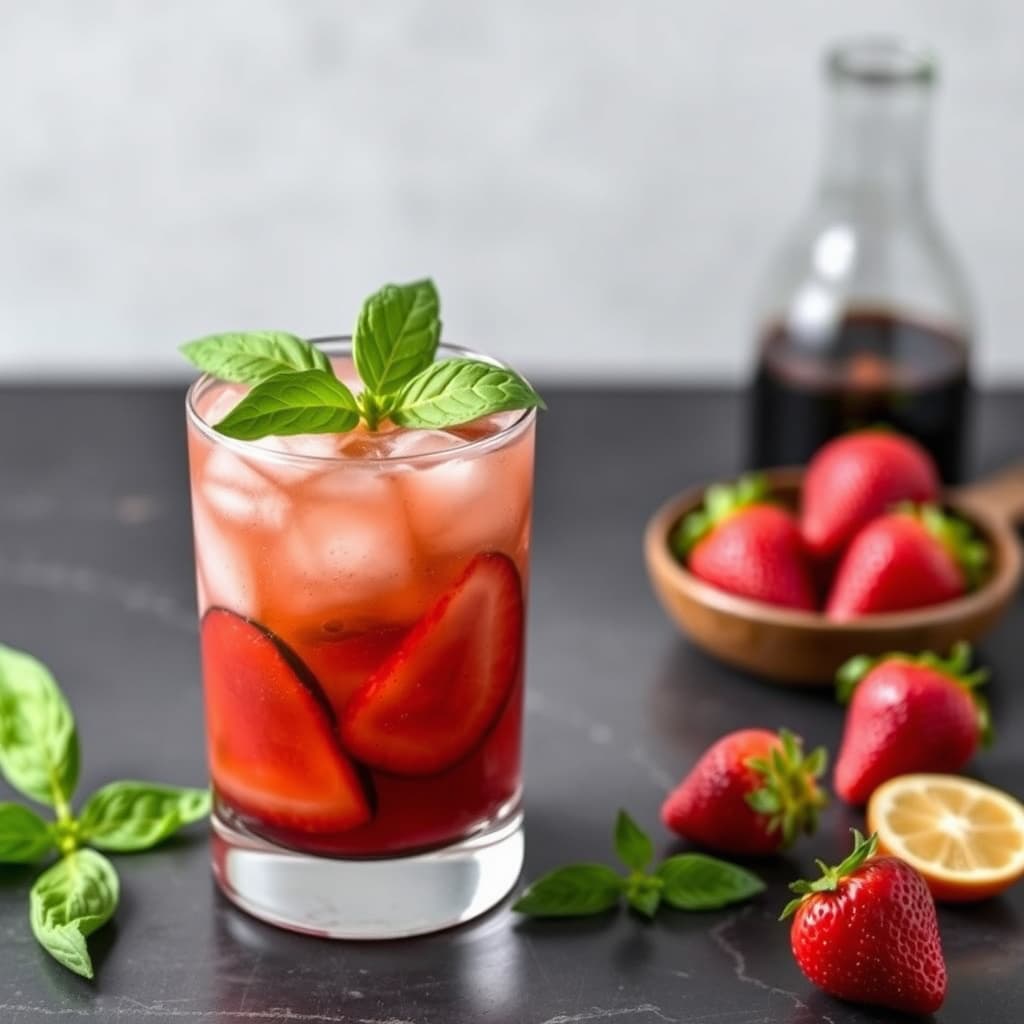 Fersk jordbær-balsamico-basilikum-daiquiri