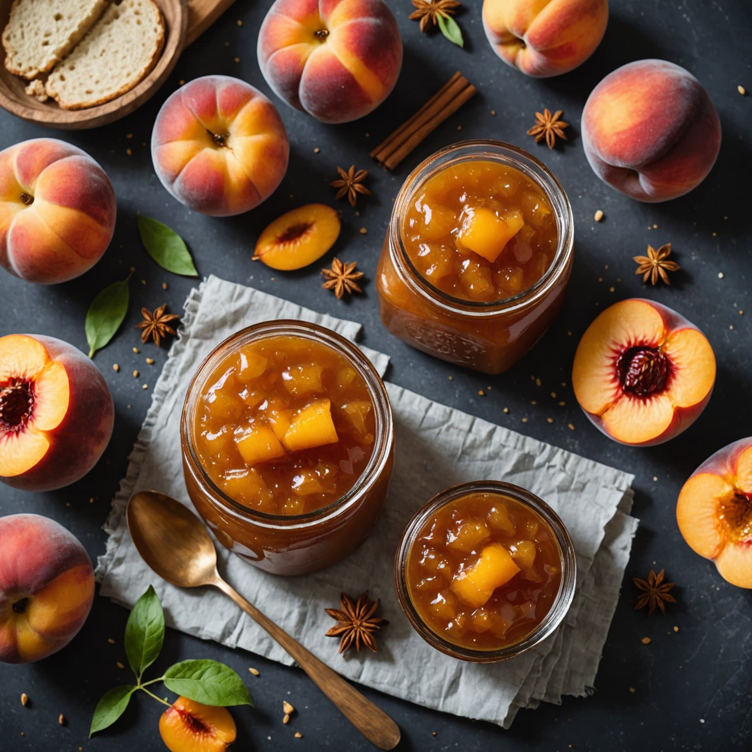 Fersk krydret ferskenmarmelade