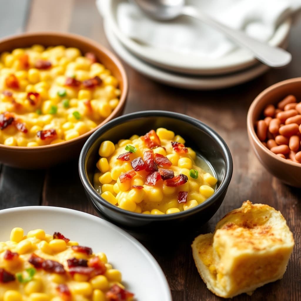 Fersk mais- og baconpudding