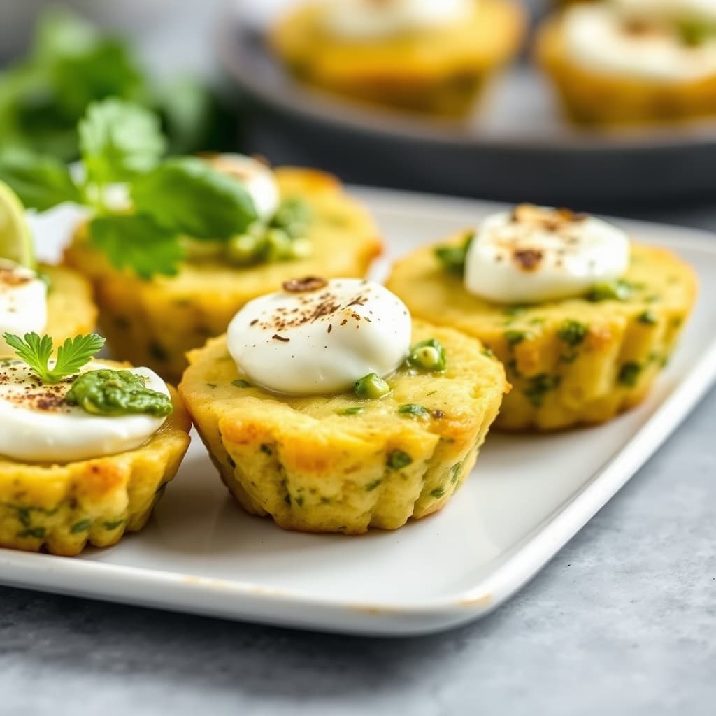 Fersk mozzarella, koriandert pesto og polentabiter