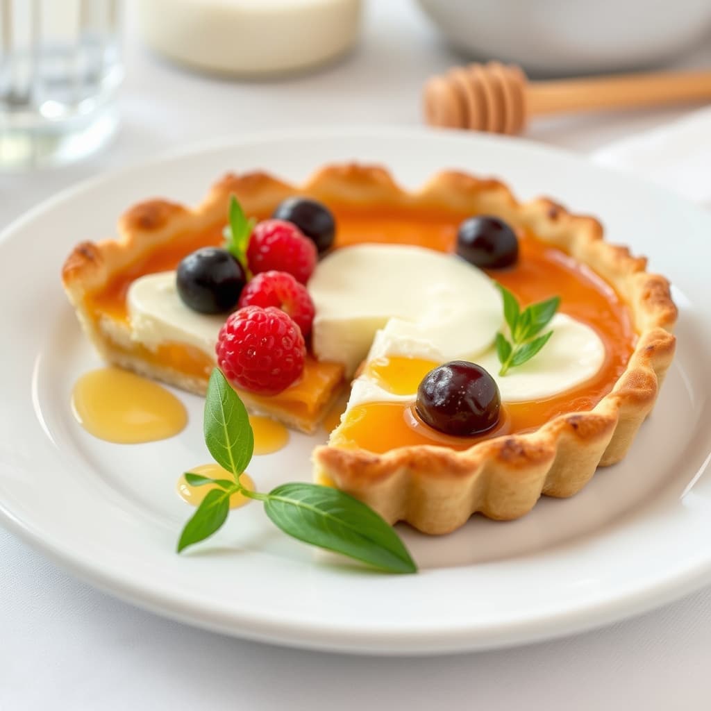 Fersk ost- og honningtærte fra Santorini