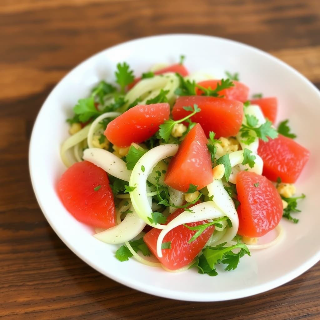 Fersk urtesalat med grapefrukt og fennikel