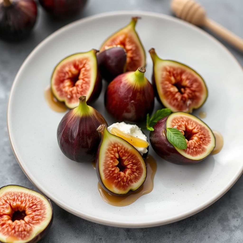 Ferske fiken med geitost og pepperhonning