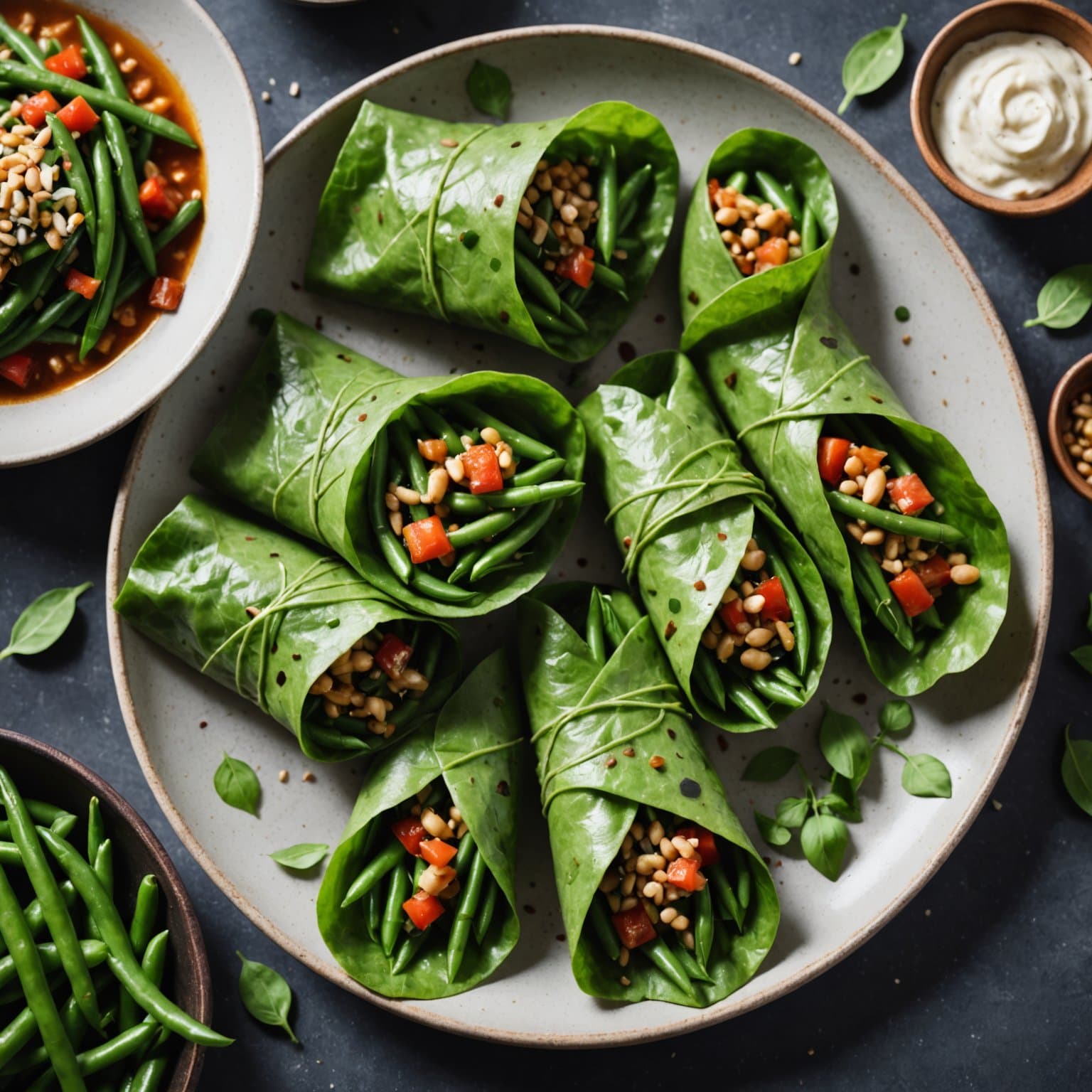 Ferske grønne bønner i wraps