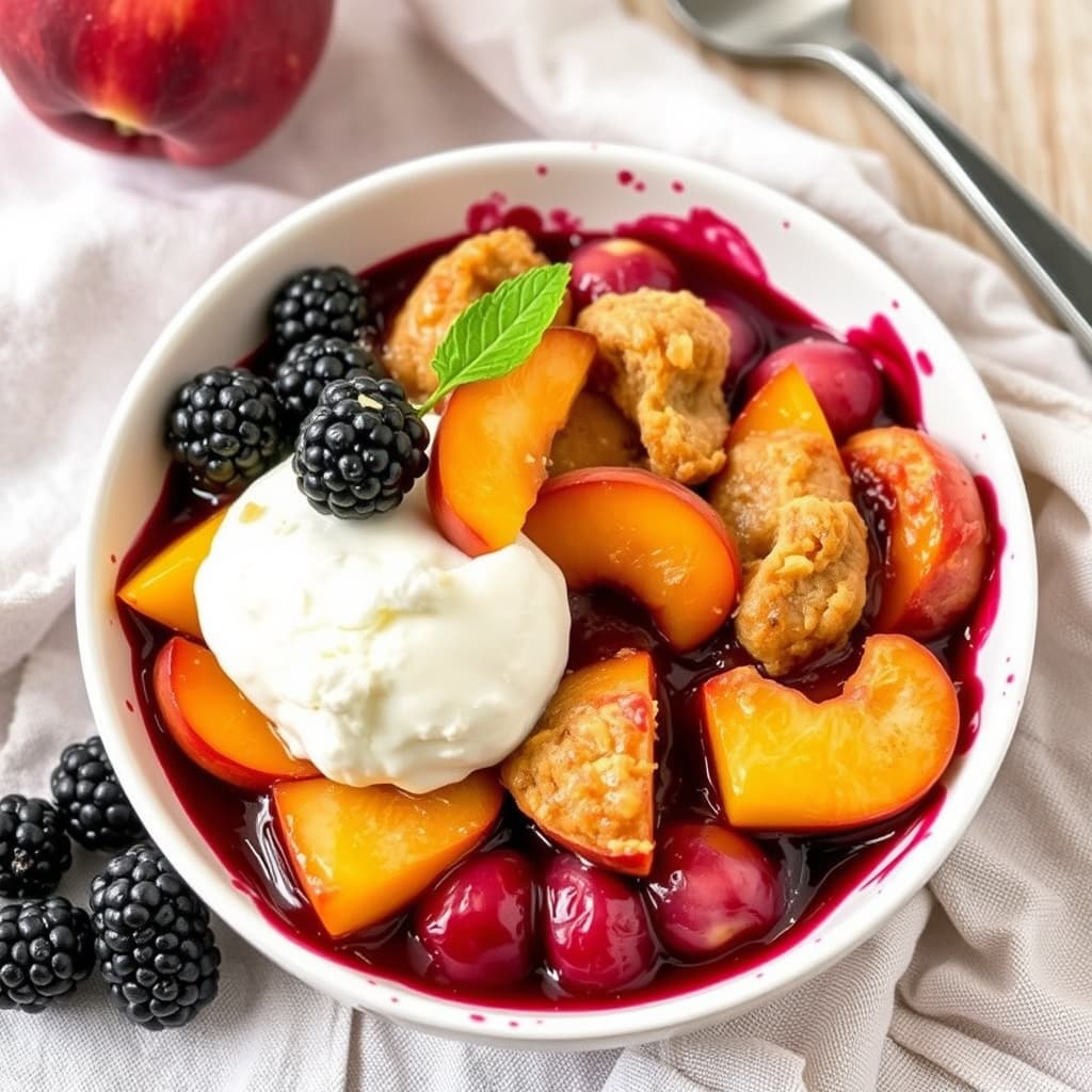 Fersken-, plomme- og bjørnebærkake