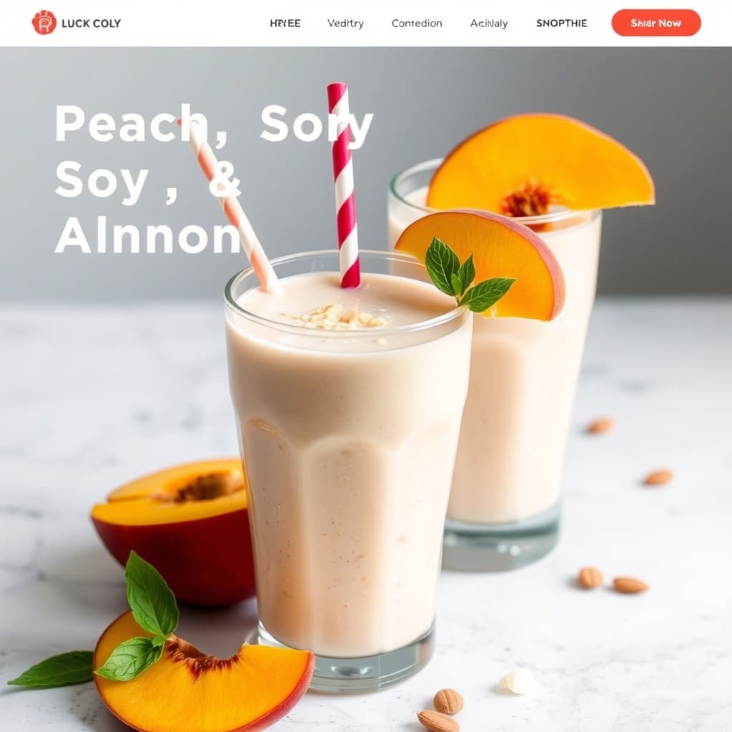 Fersken-, soyabønne- og mandelsmoothie