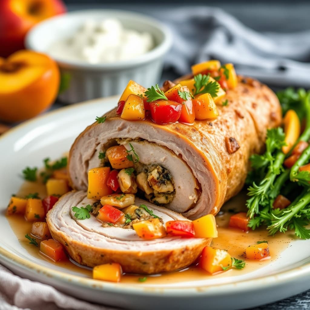 Ferskenskalsalsa fylt svinenakke