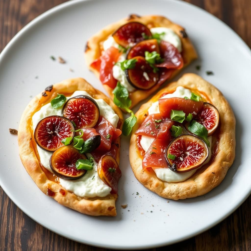 Fig, ricotta og prosciuttopizzette
