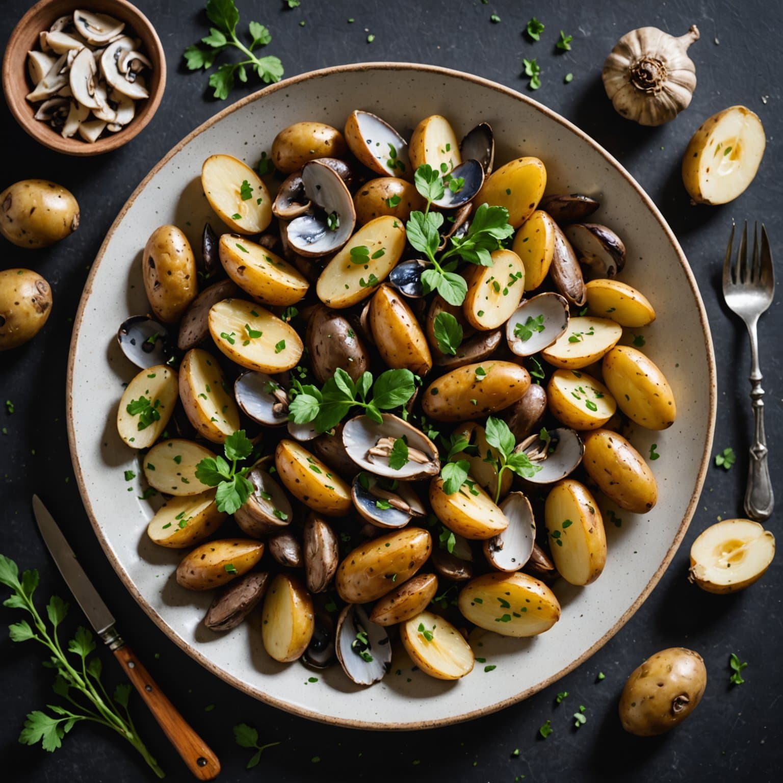 Fingerling-poteter med østerssopp