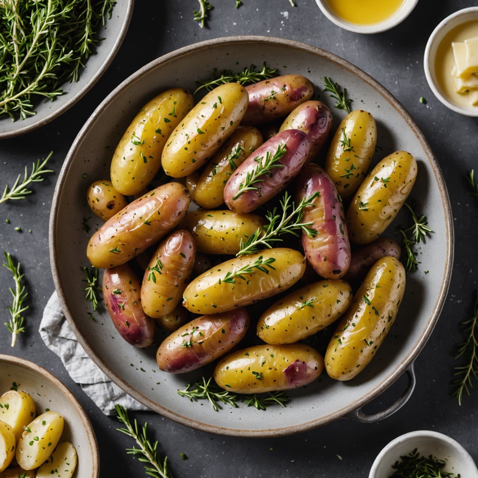Fingerling-poteter med smør og timian